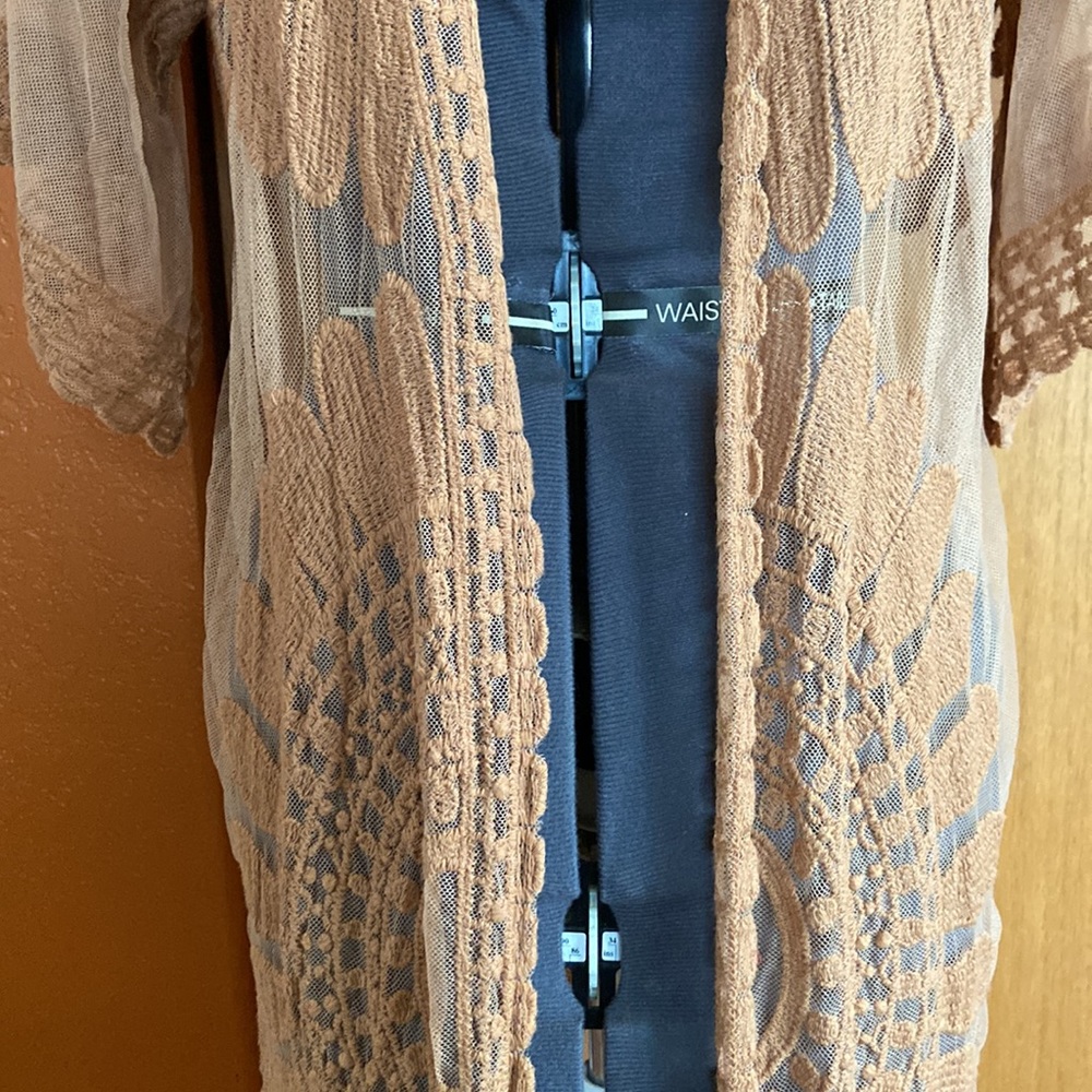 Rebellion Again Embroidered Mesh Duster Kimono - Picture 4 of 13